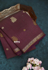 Winered - Raaga - Semi Tussar and Tiny Border with Floral and Buttas - Best for Gifting